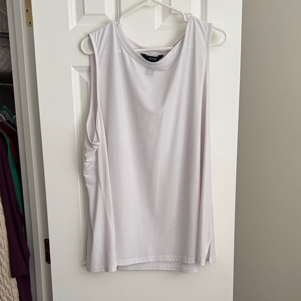 Ali Miles Sleeveless White Muscle Tee